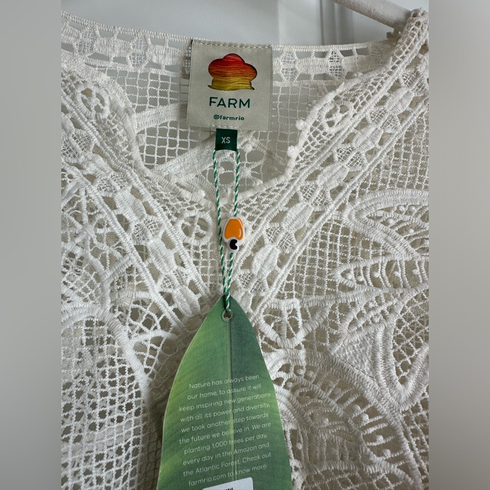 Farm Rio Guipire Lace Blouse Off White Size XS NWT‎ - Picture 9 of 10